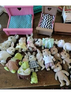 Calico Critters Vandyke Turtle Family Sylvanian Rare Floral Furniture And Acces.